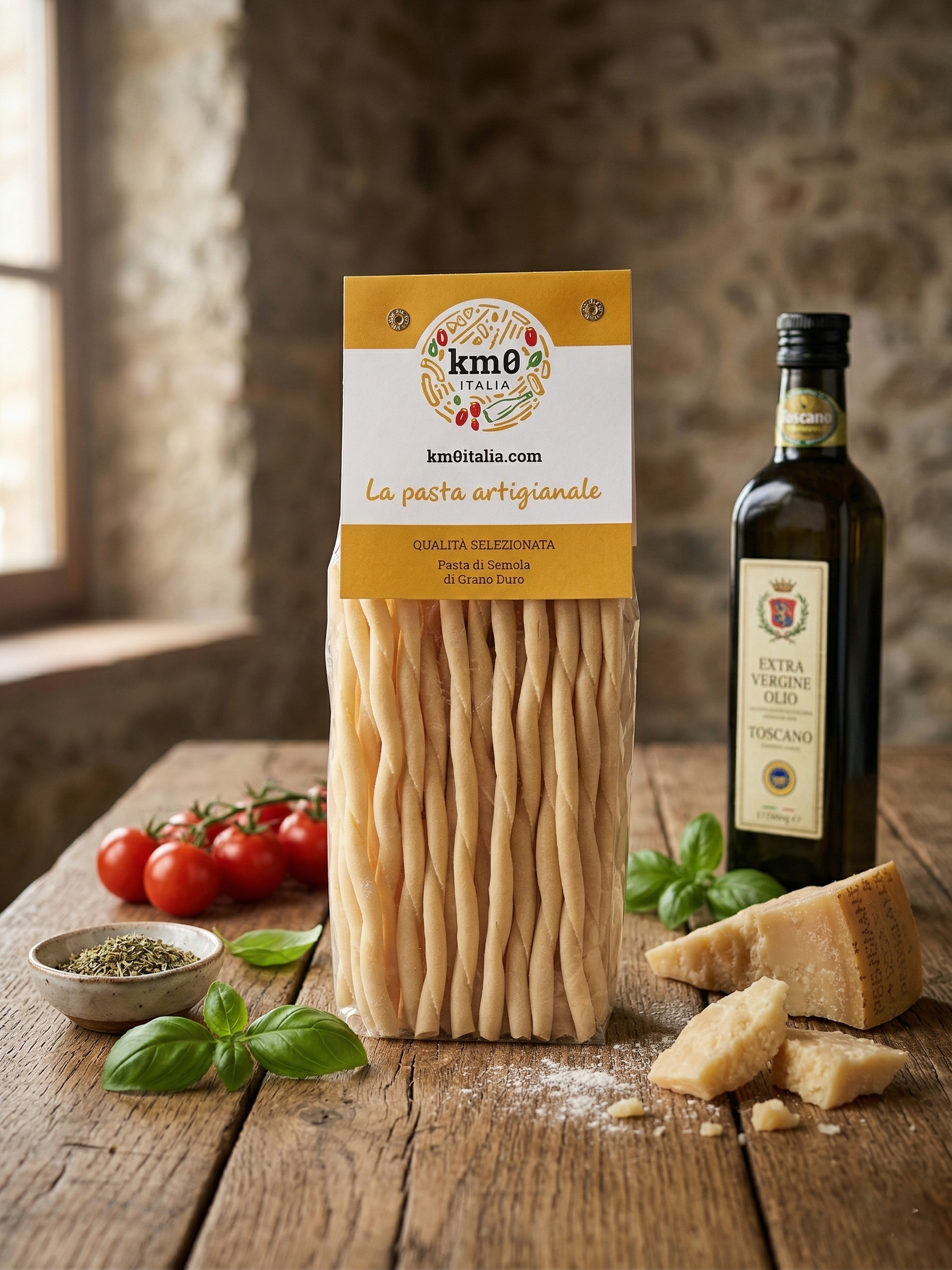 Fusilli al Ferretto Km0italia pasta artigianale spiralata in primo piano con ragù