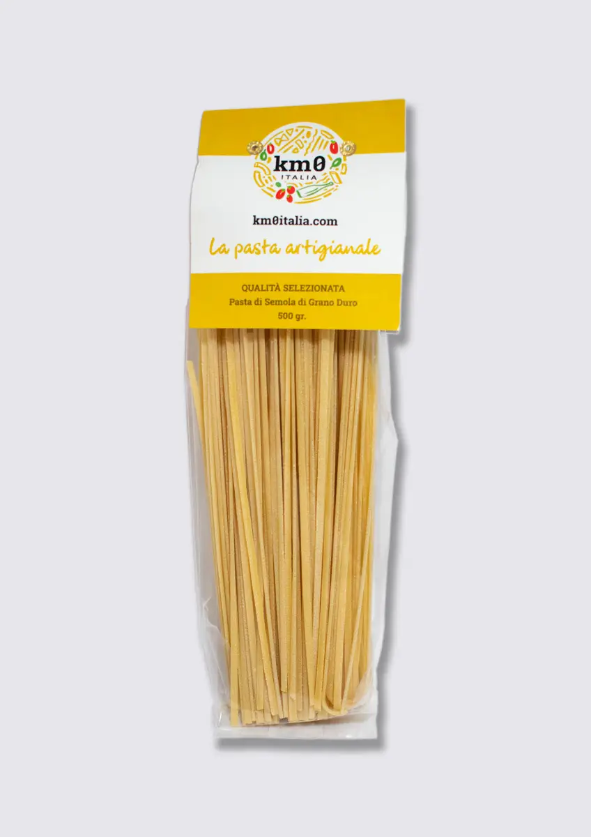 "Linguine artigianali trafilate al bronzo, pasta lunga per sughi di mare"