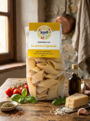 Pennoni Km0italia pasta artigianale rigata in primo piano