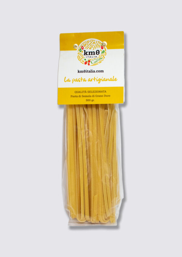 "Tagliatelle artigianali di grano duro trafilate al bronzo senza uovo"