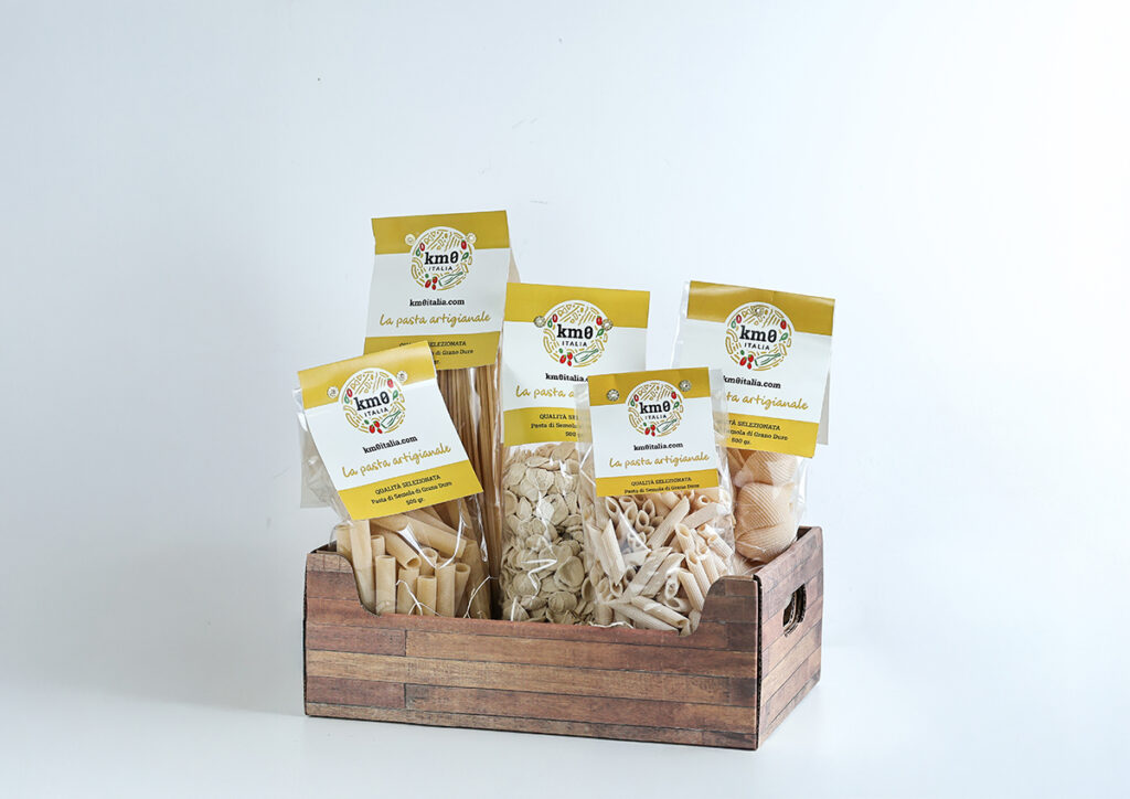 Cascetta degustazione con 5 pacchi di pasta artigianale campana trafilata al bronzo