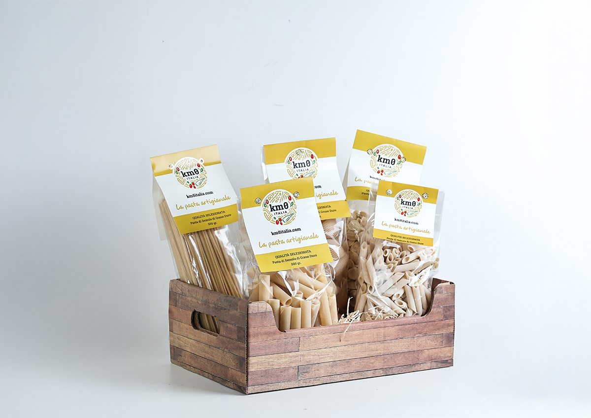 Cascetta degustazione con 5 pacchi di pasta artigianale campana trafilata al bronzo