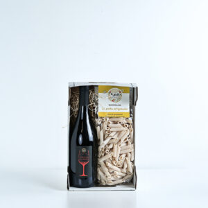 Cascetta degustazione piccola con pasta artigianale e vino campano Aglianico o Catalanesca