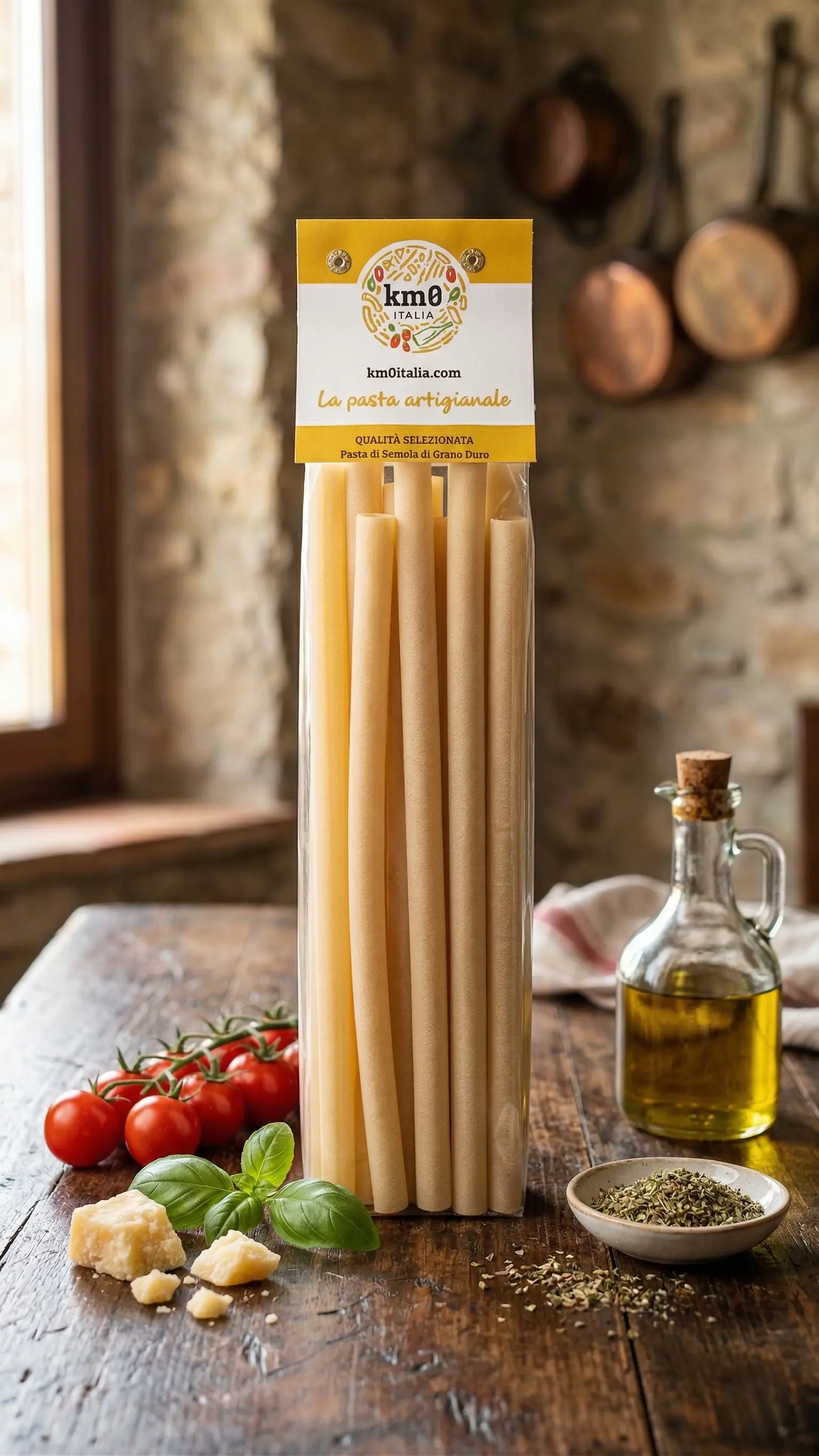 Candele lunghe artigianali Km0italia trafilate al bronzo su sfondo chiaro