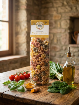 Fiori ai 5 gusti Km0italia colorati con pomodoro curcuma bietola e spinaci