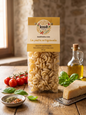 Pasta Vesuvio Km0italia formato artigianale ispirato al Vesuvio in primo piano