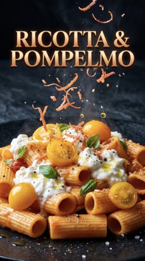 pasta bicolore con ricotta pomodorini e pompelmo km0italia