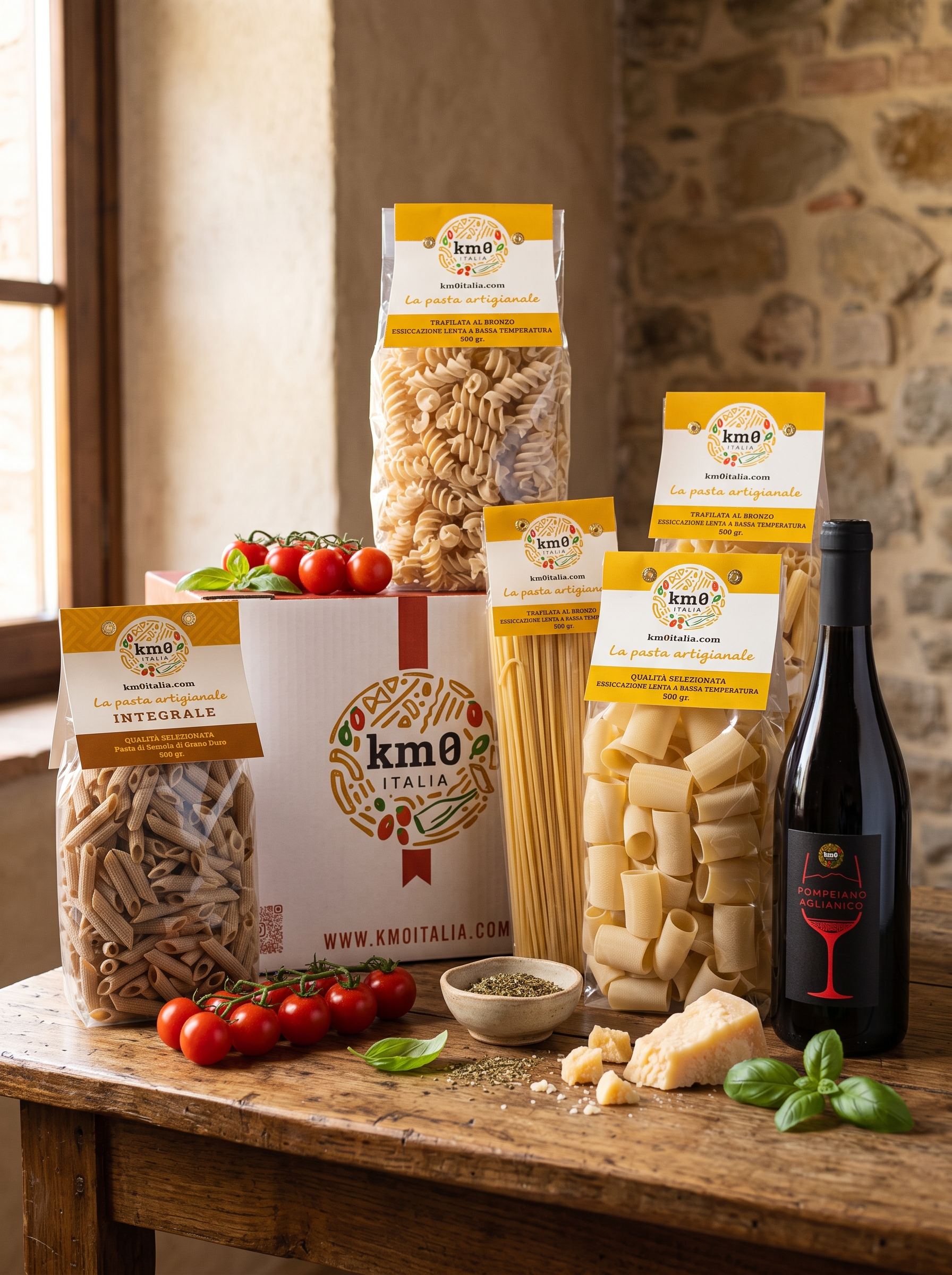 Box Smart Km0italia con confezione regalo di pasta italiana assortita